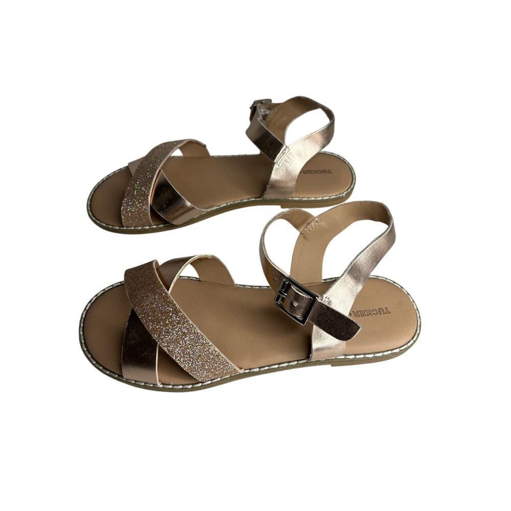 Tucker + Tate Tarya Rose Gold Glitter Strappy Sandals SZ 4Y
